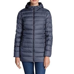 Eddie Bauer Cirruslite Down Hooded Parka Puffer Coat Blue Womens XXL Gorpcore